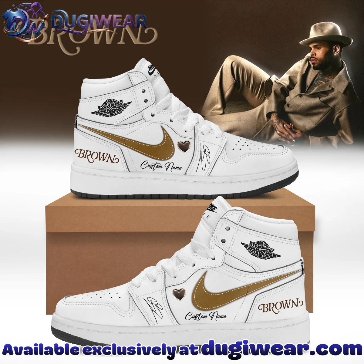 CHRIS BROWN BROWN ALBUM Custom Air Force 1 & Jordan 1 Shoes (Design 2)