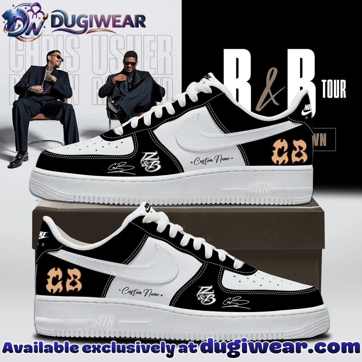 Chris Brown R&B Tour Custom Air Force 1 & Jordan 1 Shoes - Series 26