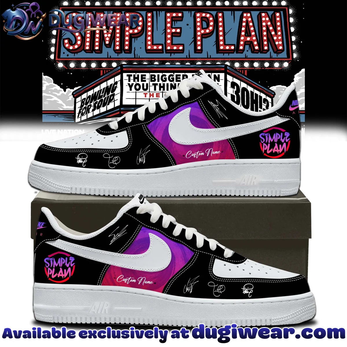 Simple Plan The Bigger Than You Think Tour Custom Air Force 1 & Jordan 1 Shoes [Batch 1]