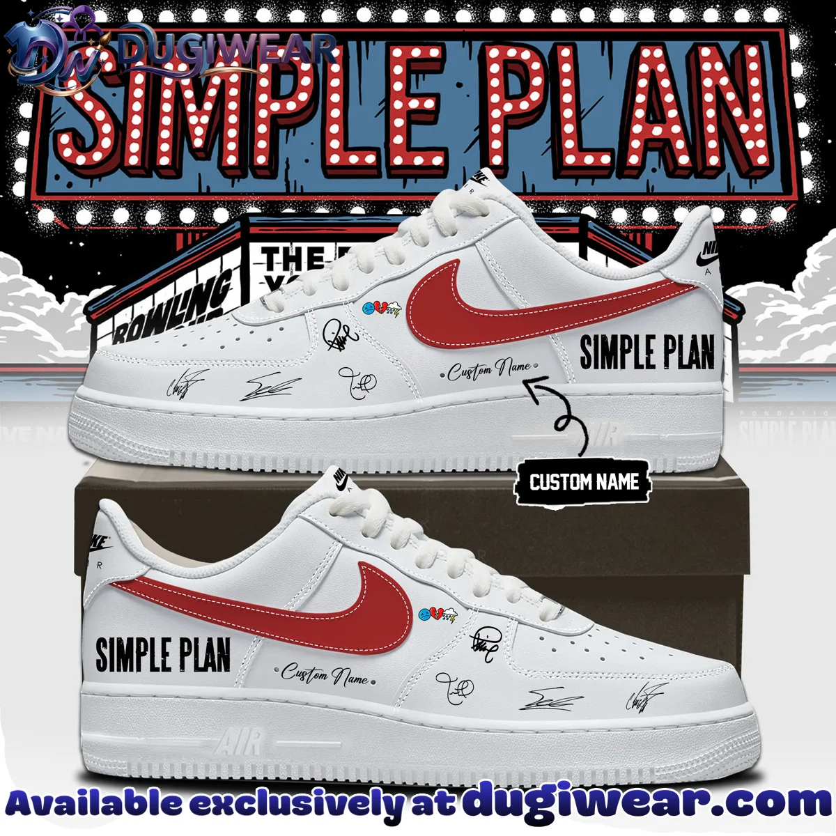 Simple Plan The Bigger Than You Think Tour Custom Air Force 1 & Jordan 1 Shoes [Batch 26]