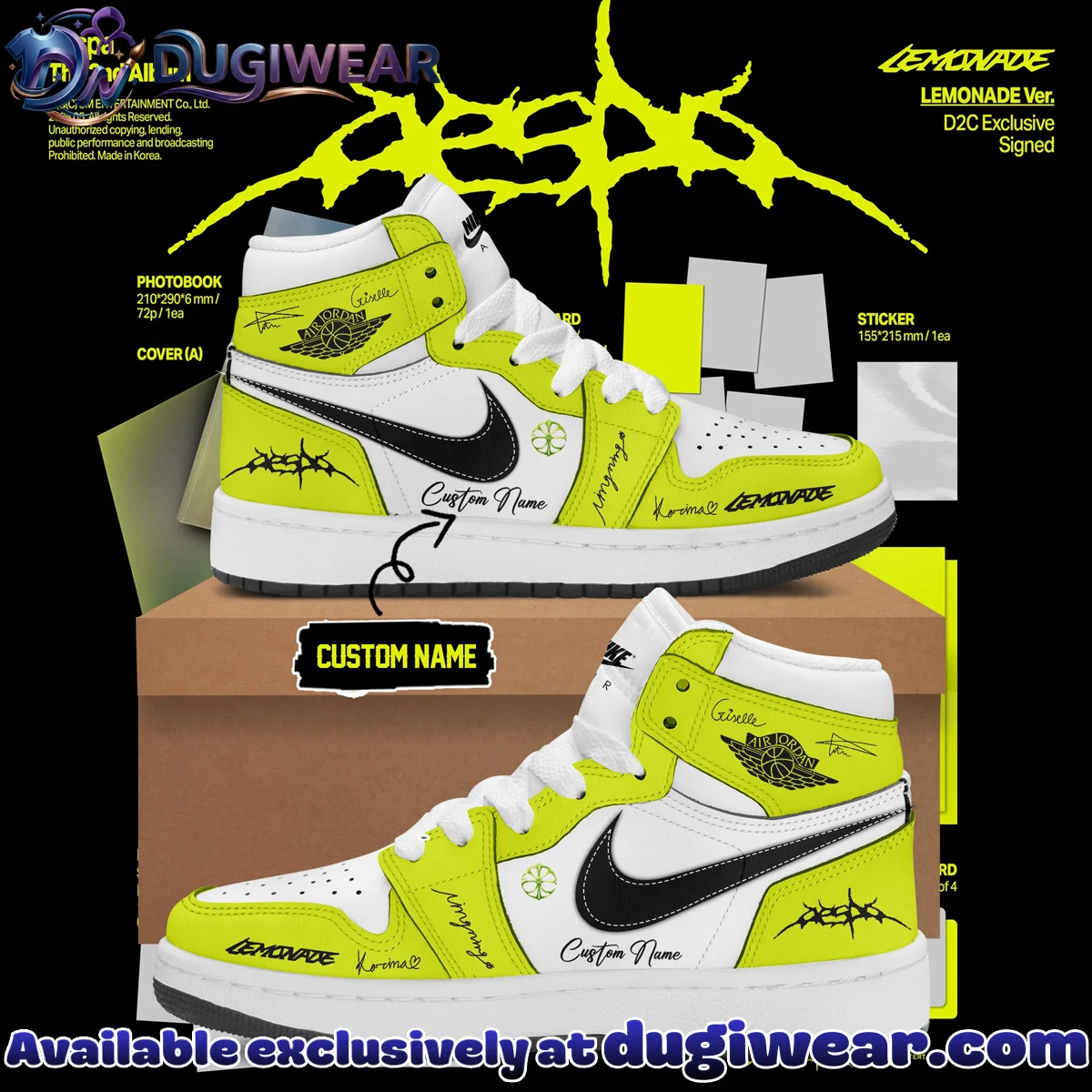 aespa LEMONADE Custom Air Force 1 & Jordan 1 Shoes (Release 22)