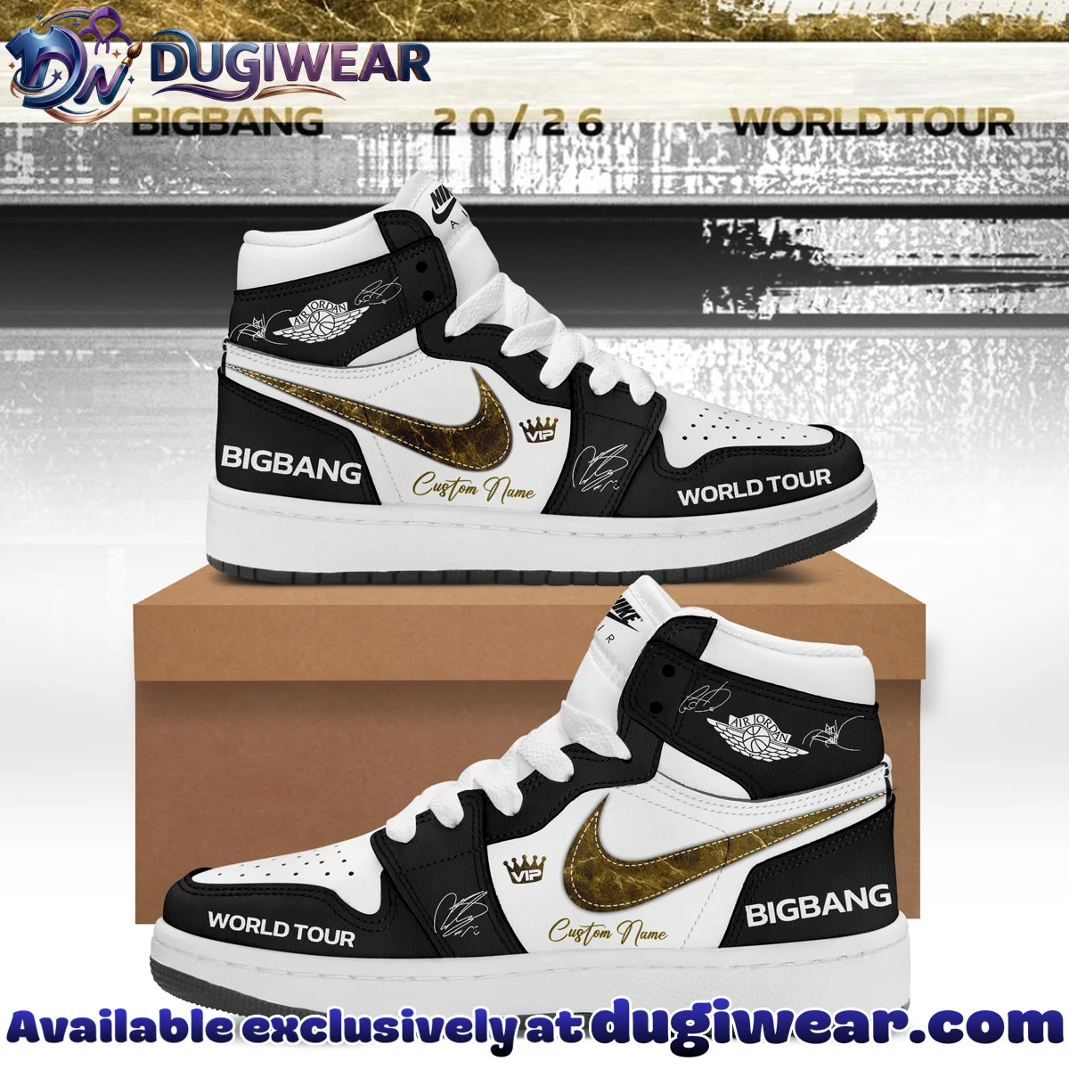 BIGBANG WORLD TOUR Custom Air Force 1 & Jordan 1 Shoes (Design 11)