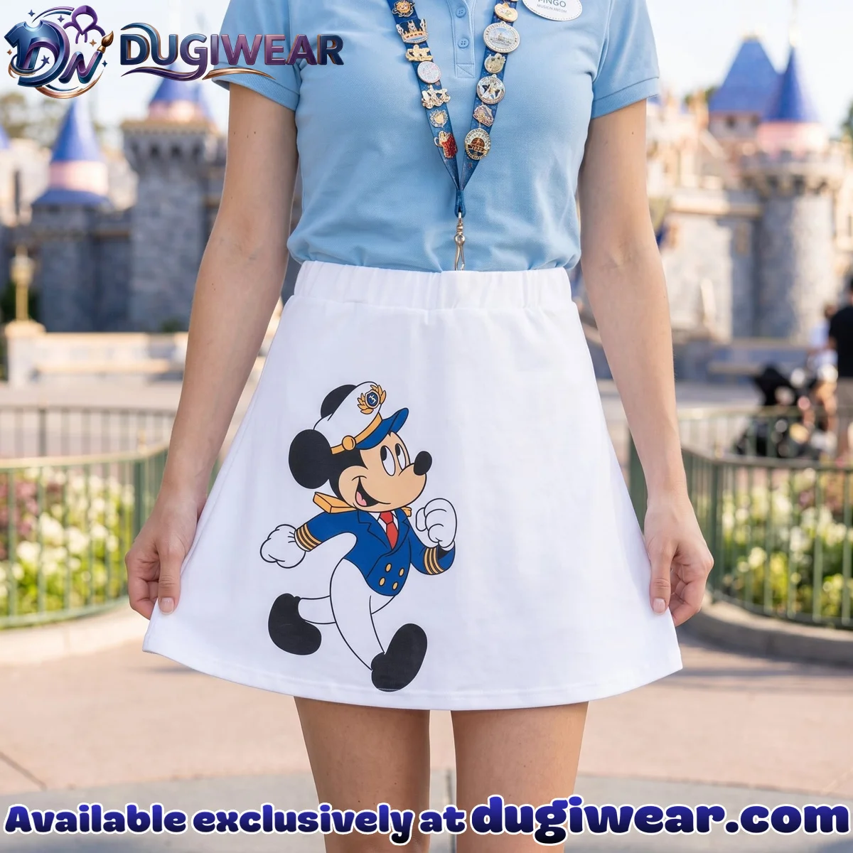 Captain Mickey Mouse Magic Skater Skirt, Disney Cruise Vacation Women Skater Skirt, Captain Mickey Disney Skirt