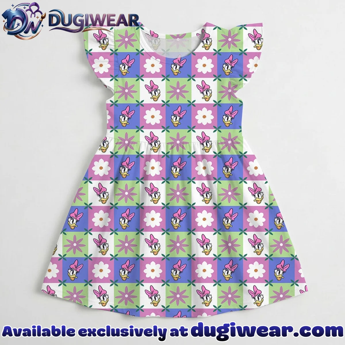 Daisy Duck Gingham Mommy & Me Skater Dress, Mama Mini Floral Matching Outfit Daisy Duck Gingham Mommy & Me Skater Dress, Mama Mini Floral Matching Outfit
