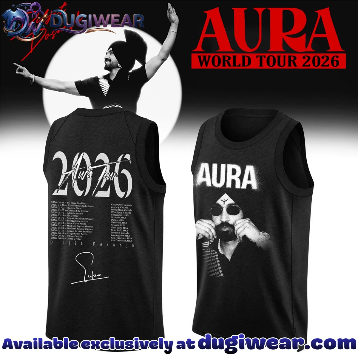 Diljit Dosanjh AURA World Tour Basketball Jersey (Style 27)