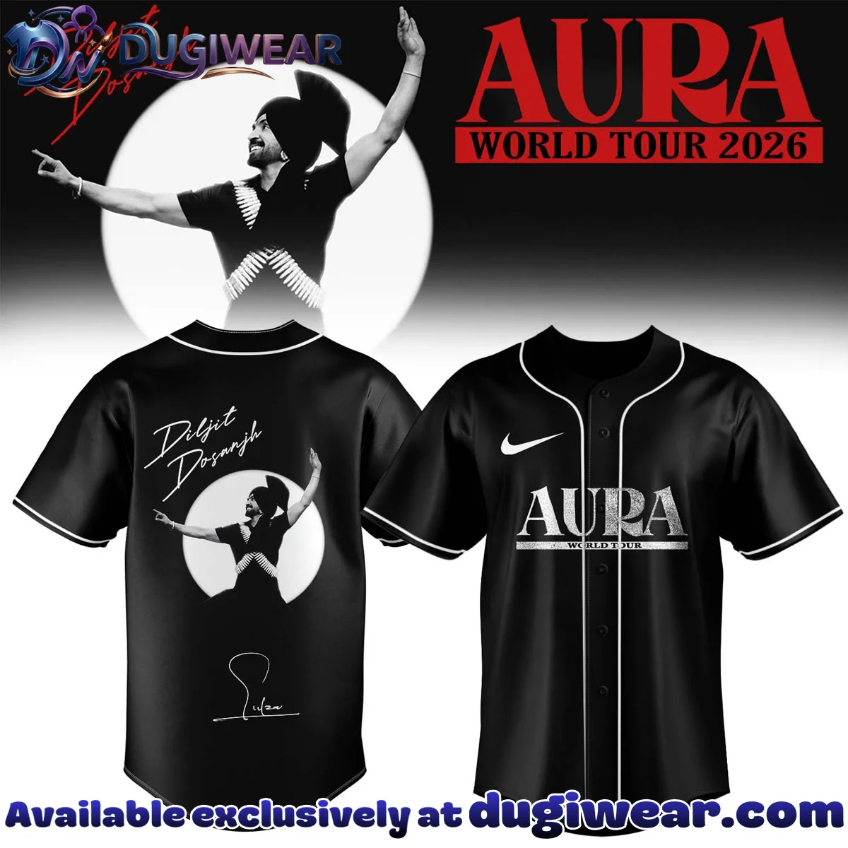 Diljit Dosanjh AURA World Tour Signature Baseball Jersey - Variant 4