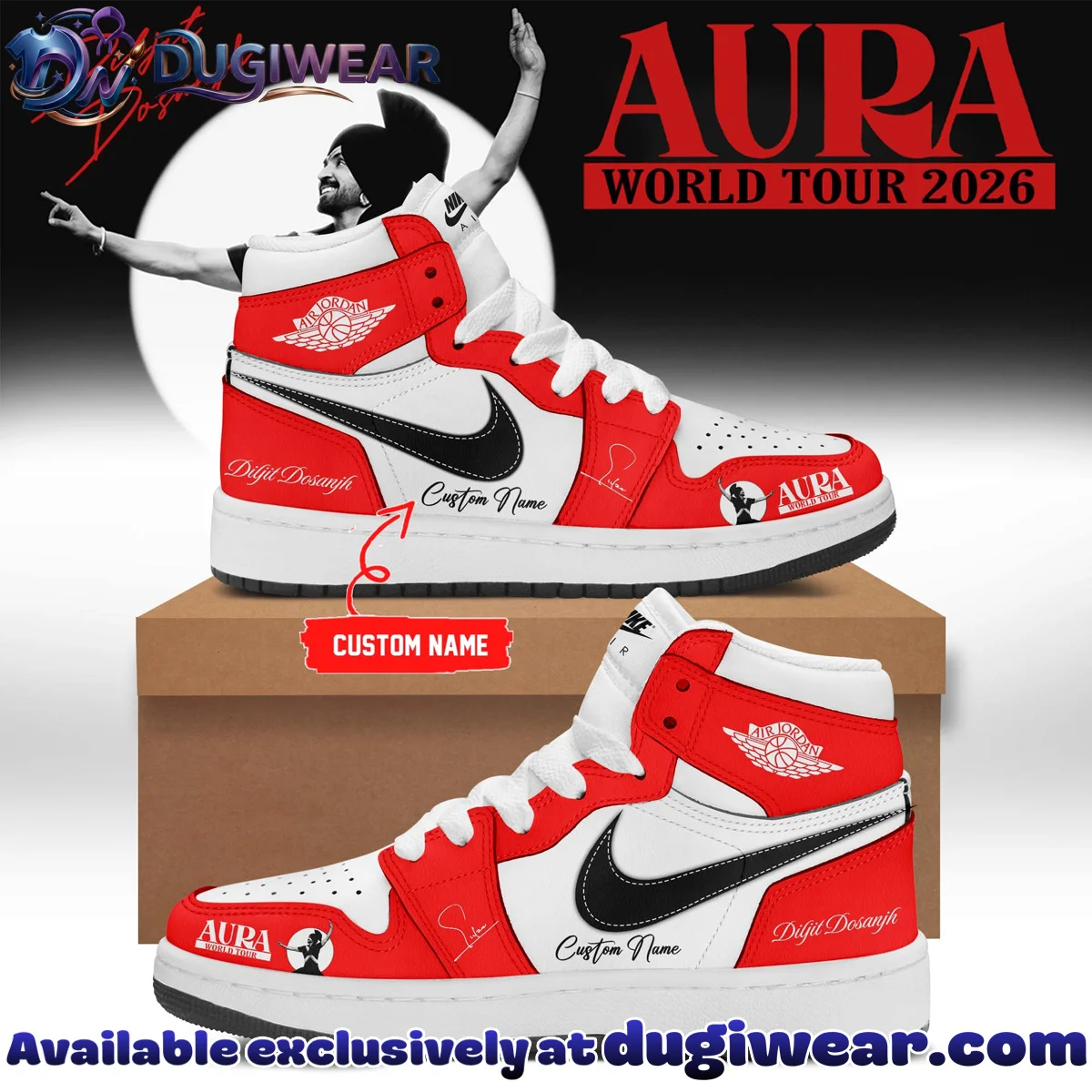 Diljit Dosanjh AURA World Tour Signature Custom Air Force 1 & Jordan 1 Shoes - Variant 6