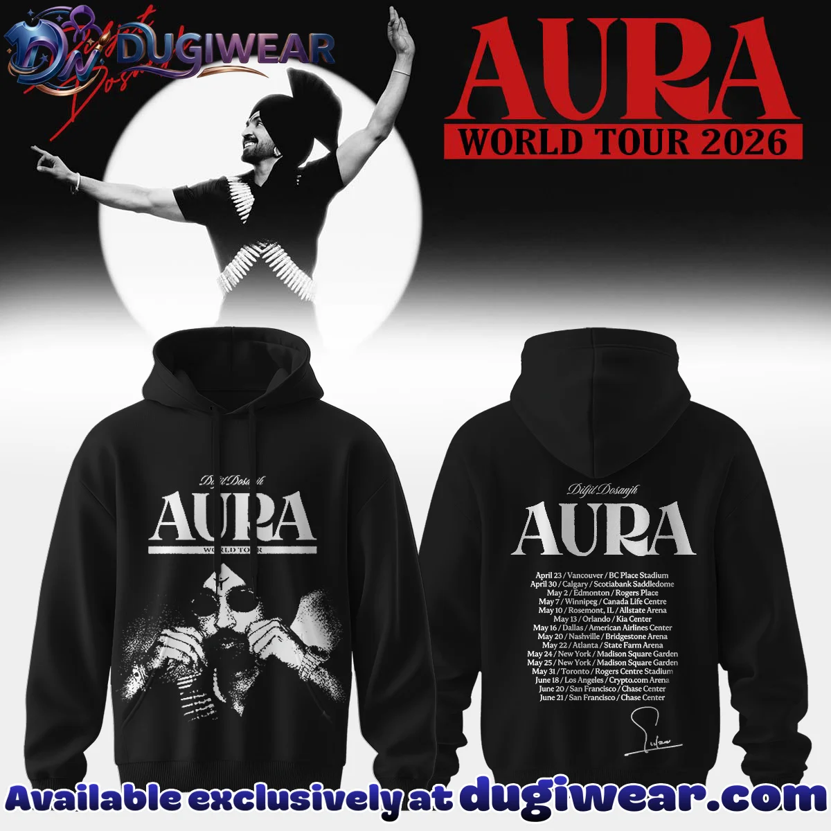 Diljit Dosanjh AURA World Tour Signature Shirt & Hoodie [Batch 3]