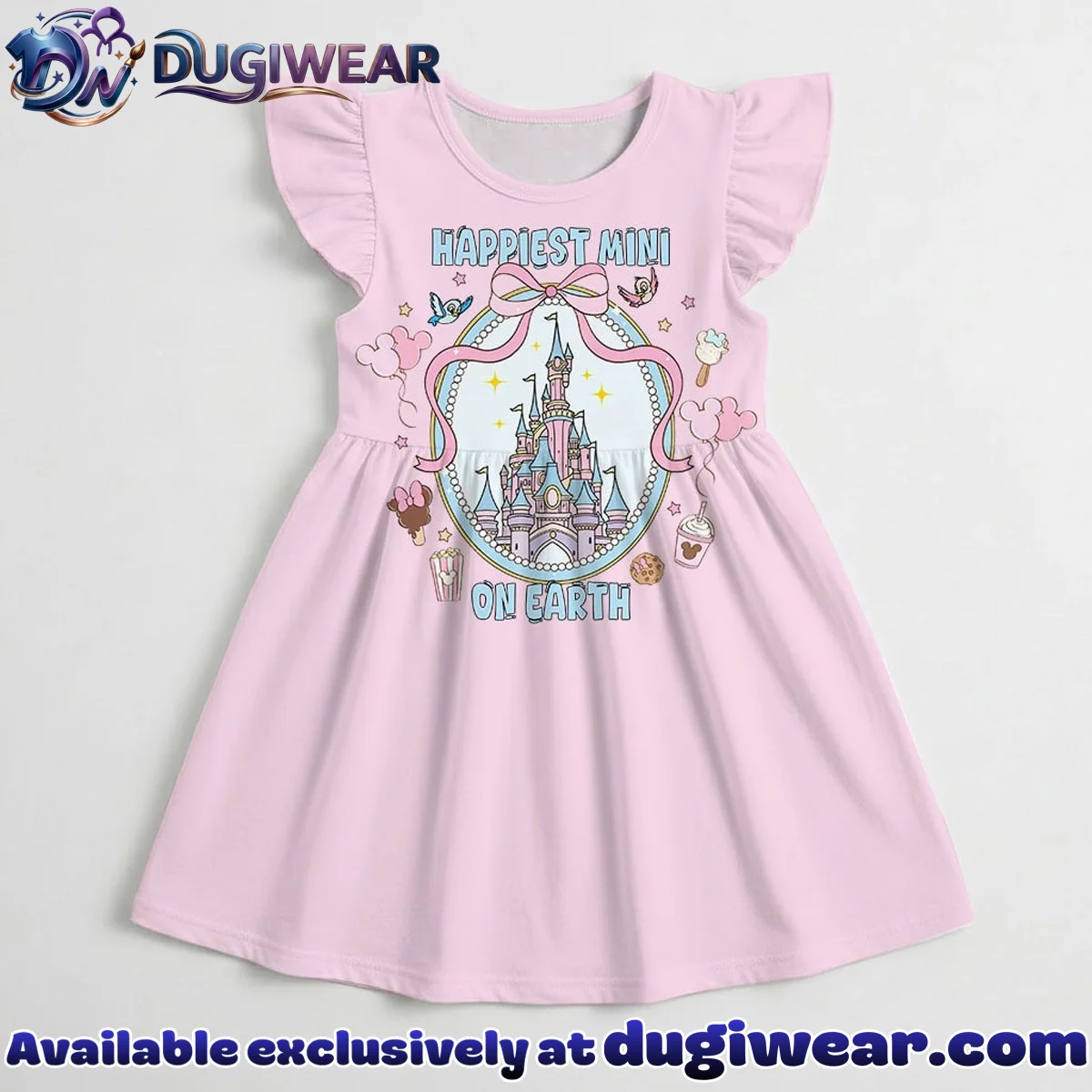 Disney Castle Happiest Mama On Earth Pattern Mommy & Me Skater Dress, Mama Mini Family Matching Outfit Disney Castle Happiest Mama On Earth Pattern Mommy & Me Skater Dress, Mama Mini Family Matching Outfit