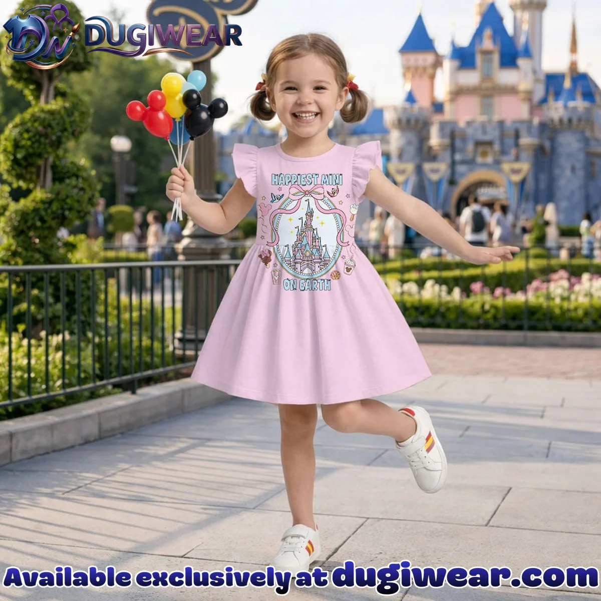 Disney Castle Happiest Mama On Earth Pattern Mommy & Me Skater Dress, Mama Mini Family Matching Outfit Disney Castle Happiest Mama On Earth Pattern Mommy & Me Skater Dress, Mama Mini Family Matching Outfit