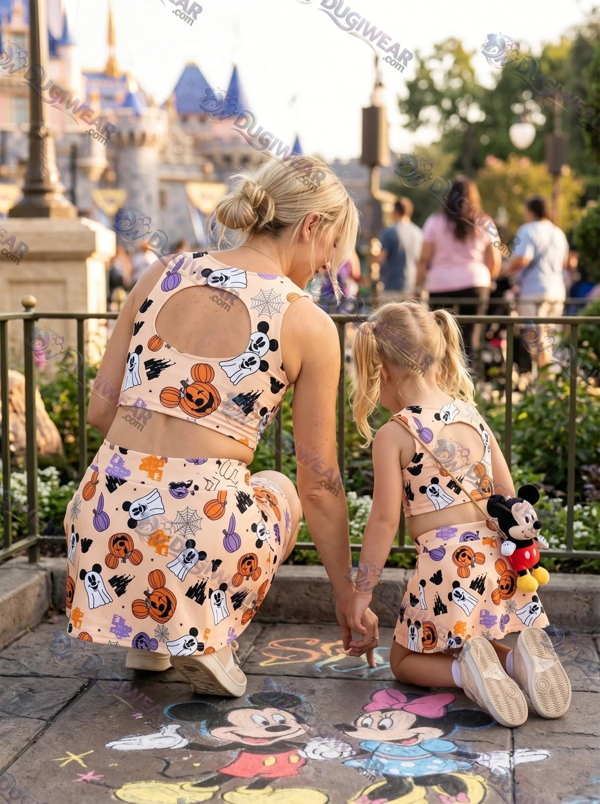 Disney Halloween Dress Set, Cartoon Skirt Set, Mom And Me Matching Dress Set, Theme Park Vacation Outfit, Cute Family Trip Outfit Disney Halloween Dress Set, Cartoon Skirt Set, Mom And Me Matching Dress Set, Theme Park Vacation Outfit, Cute Family Trip Outfit