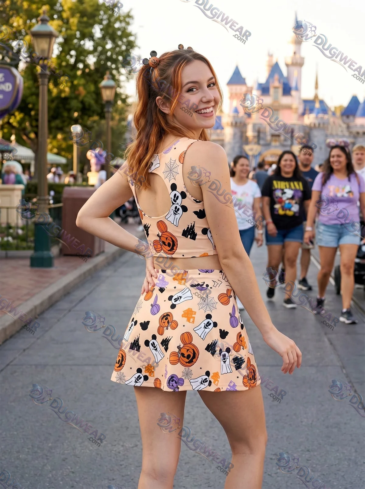 Disney Halloween Dress Set, Cartoon Skirt Set, Mom And Me Matching Dress Set, Theme Park Vacation Outfit, Cute Family Trip Outfit Disney Halloween Dress Set, Cartoon Skirt Set, Mom And Me Matching Dress Set, Theme Park Vacation Outfit, Cute Family Trip Outfit