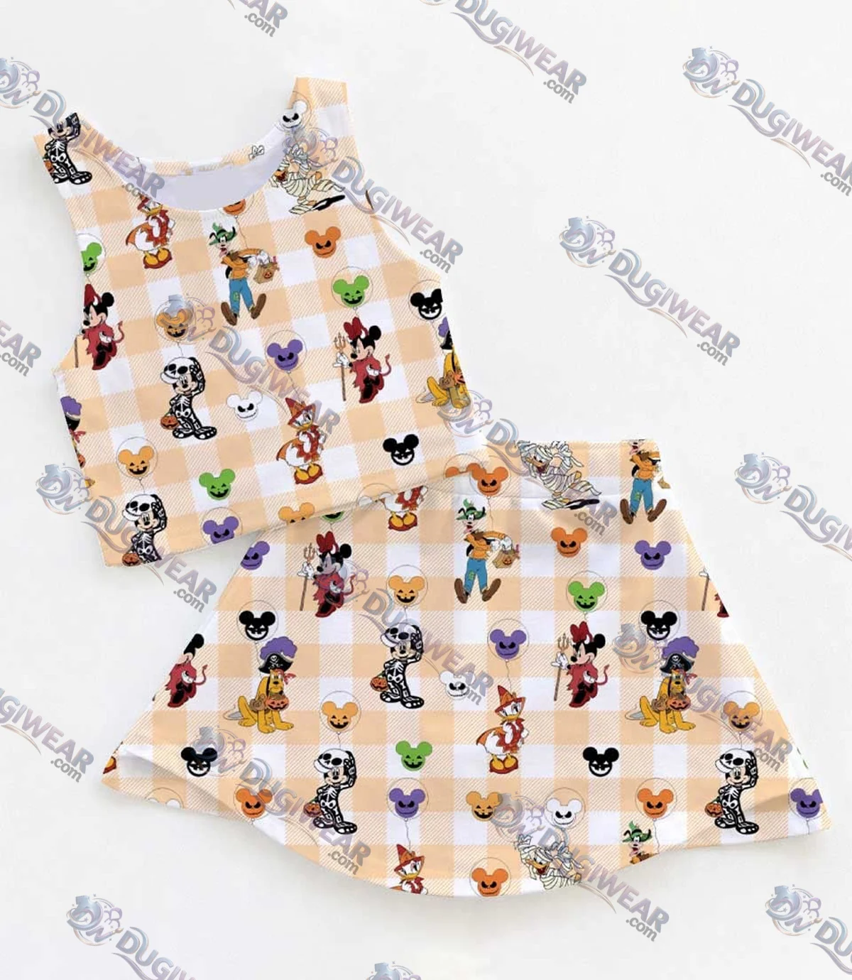 Disney Halloween Friends Plaid Matching Mom and Me Dress Set, Mickey and Pals Fall Family Vacation Outfit