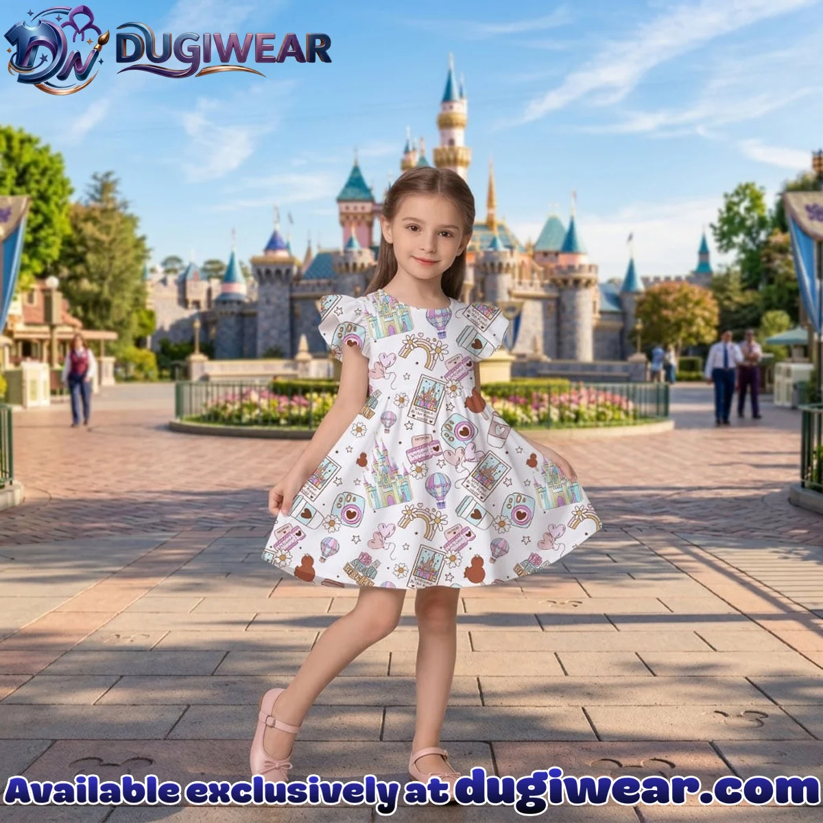 Disney Magic World Mommy & Me Skater Dress, Mama Mini Family Matching Outfit Disney Magic World Mommy & Me Skater Dress, Mama Mini Family Matching Outfit
