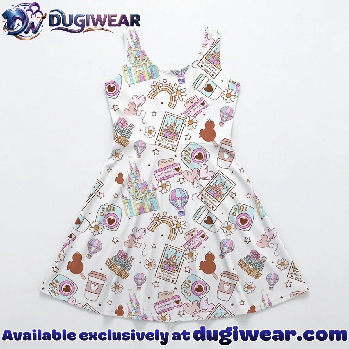Disney Magic World Mommy & Me Skater Dress, Mama Mini Family Matching Outfit Disney Magic World Mommy & Me Skater Dress, Mama Mini Family Matching Outfit