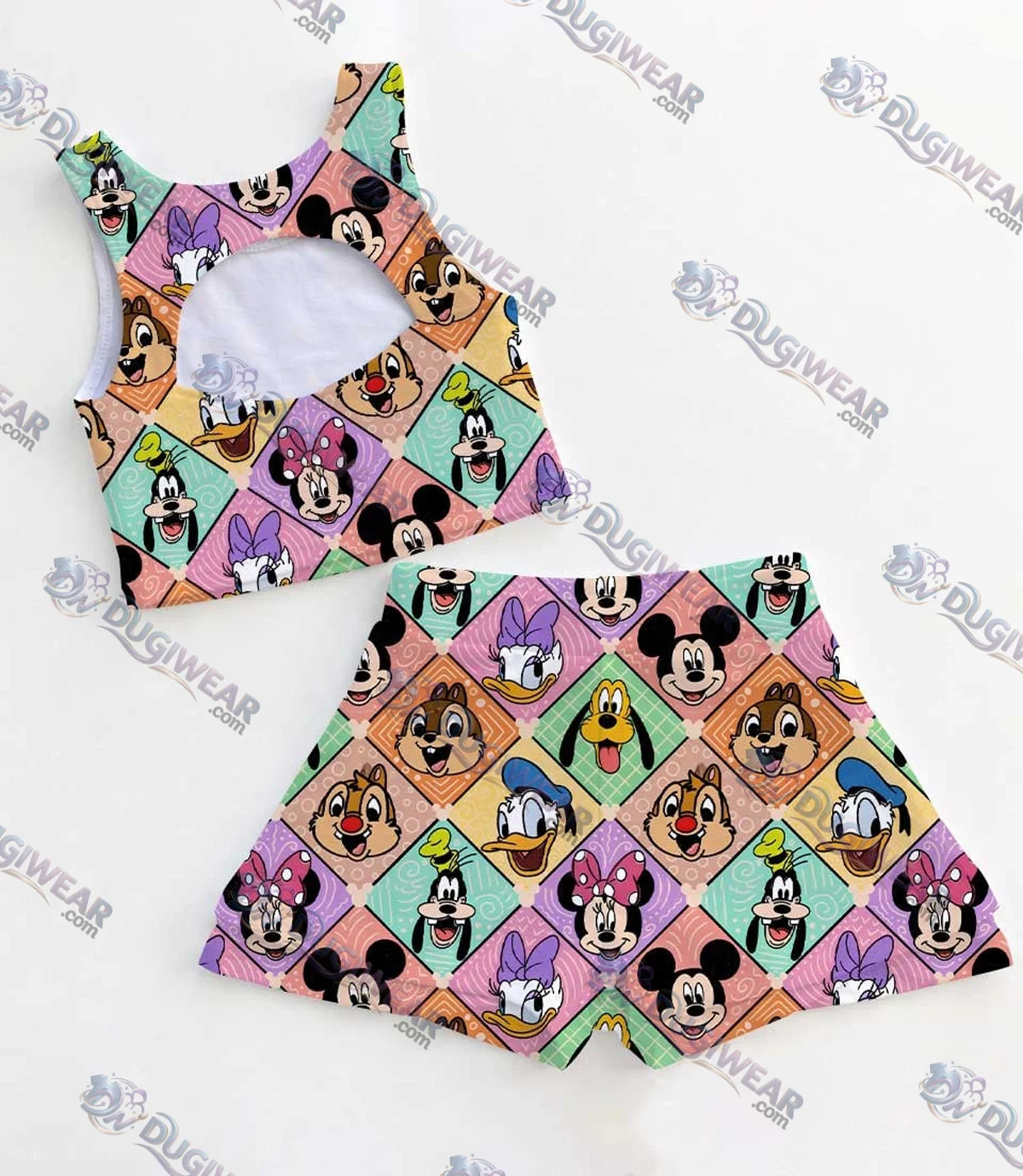 Disney Mickey And Friends Colorful Collage Dress Set, Magical Kingdom Vacation Outfit Disney Mickey And Friends Colorful Collage Dress Set, Magical Kingdom Vacation Outfit