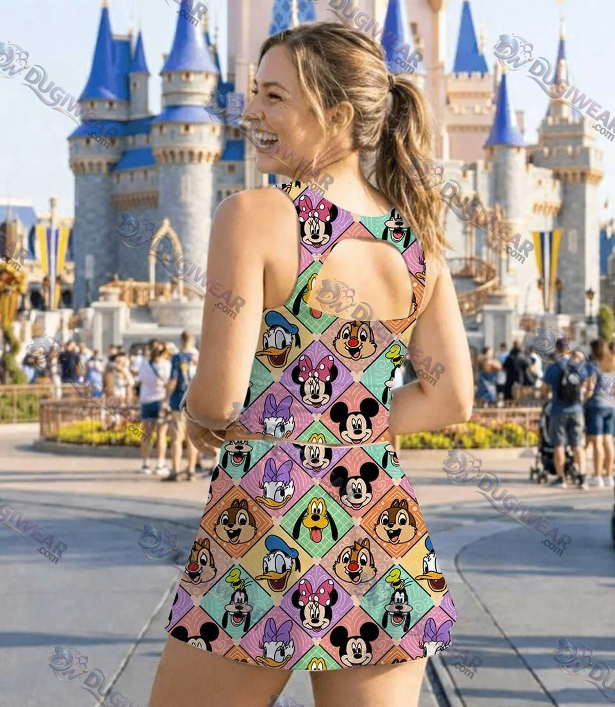 Disney Mickey And Friends Colorful Collage Dress Set, Magical Kingdom Vacation Outfit Disney Mickey And Friends Colorful Collage Dress Set, Magical Kingdom Vacation Outfit