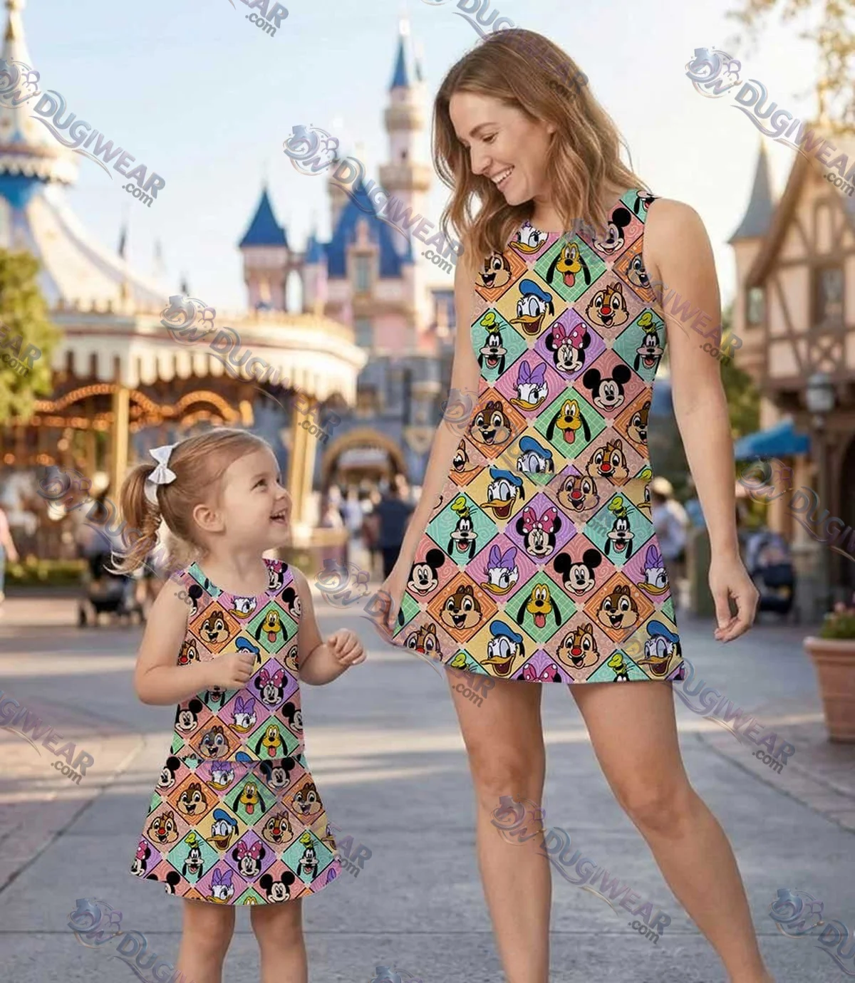 Disney Mickey And Friends Colorful Collage Dress Set, Magical Kingdom Vacation Outfit Disney Mickey And Friends Colorful Collage Dress Set, Magical Kingdom Vacation Outfit