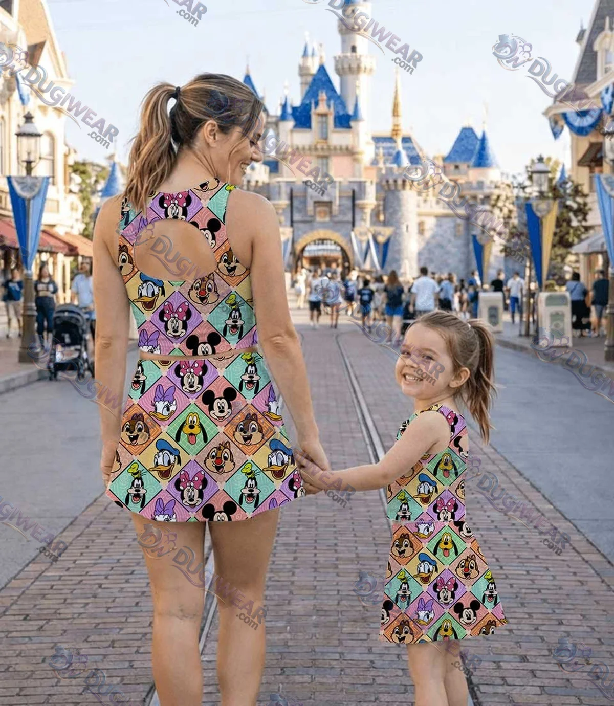 Disney Mickey And Friends Colorful Collage Dress Set, Magical Kingdom Vacation Outfit Disney Mickey And Friends Colorful Collage Dress Set, Magical Kingdom Vacation Outfit