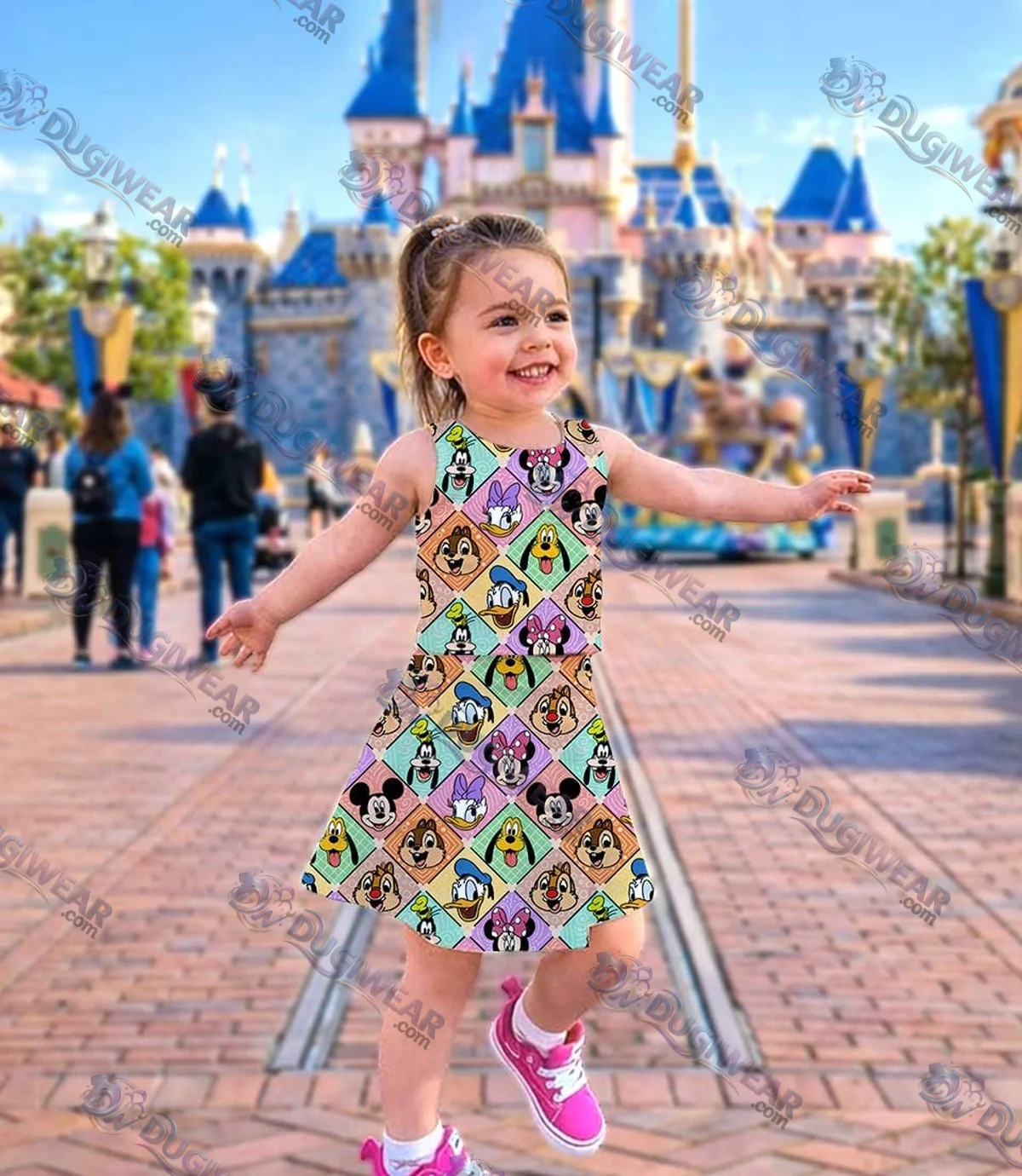 Disney Mickey And Friends Colorful Collage Dress Set, Magical Kingdom Vacation Outfit Disney Mickey And Friends Colorful Collage Dress Set, Magical Kingdom Vacation Outfit