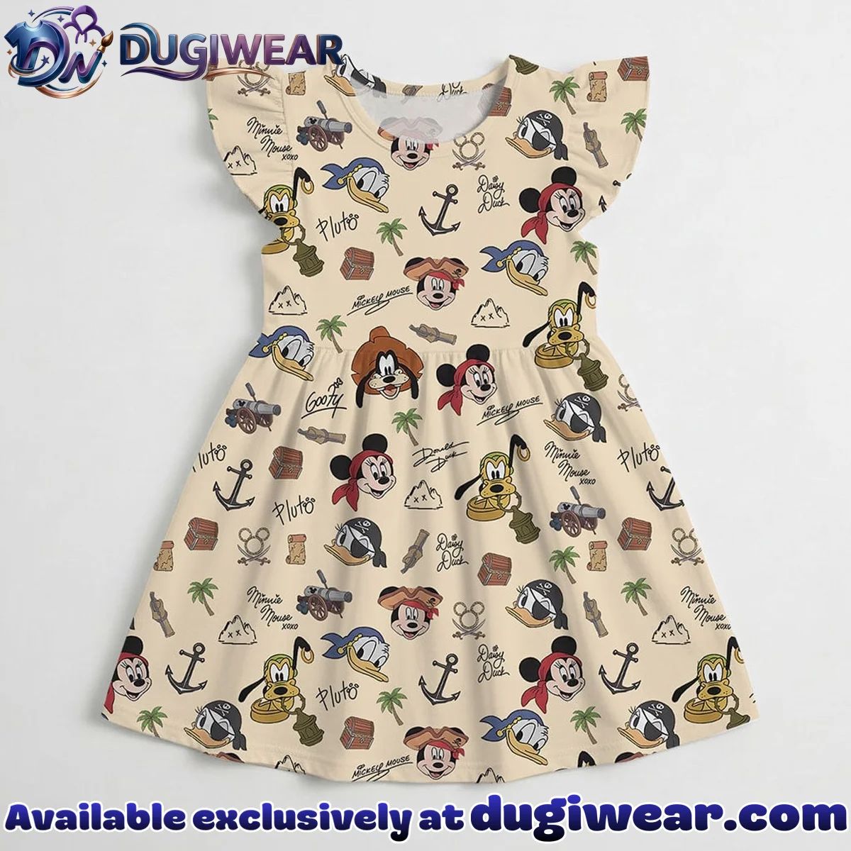 Disney Mickey and Friends Pirate Pattern Mommy & Me Skater Dress, Mama Mini Family Matching Outfit Disney Mickey and Friends Pirate Pattern Mommy & Me Skater Dress, Mama Mini Family Matching Outfit