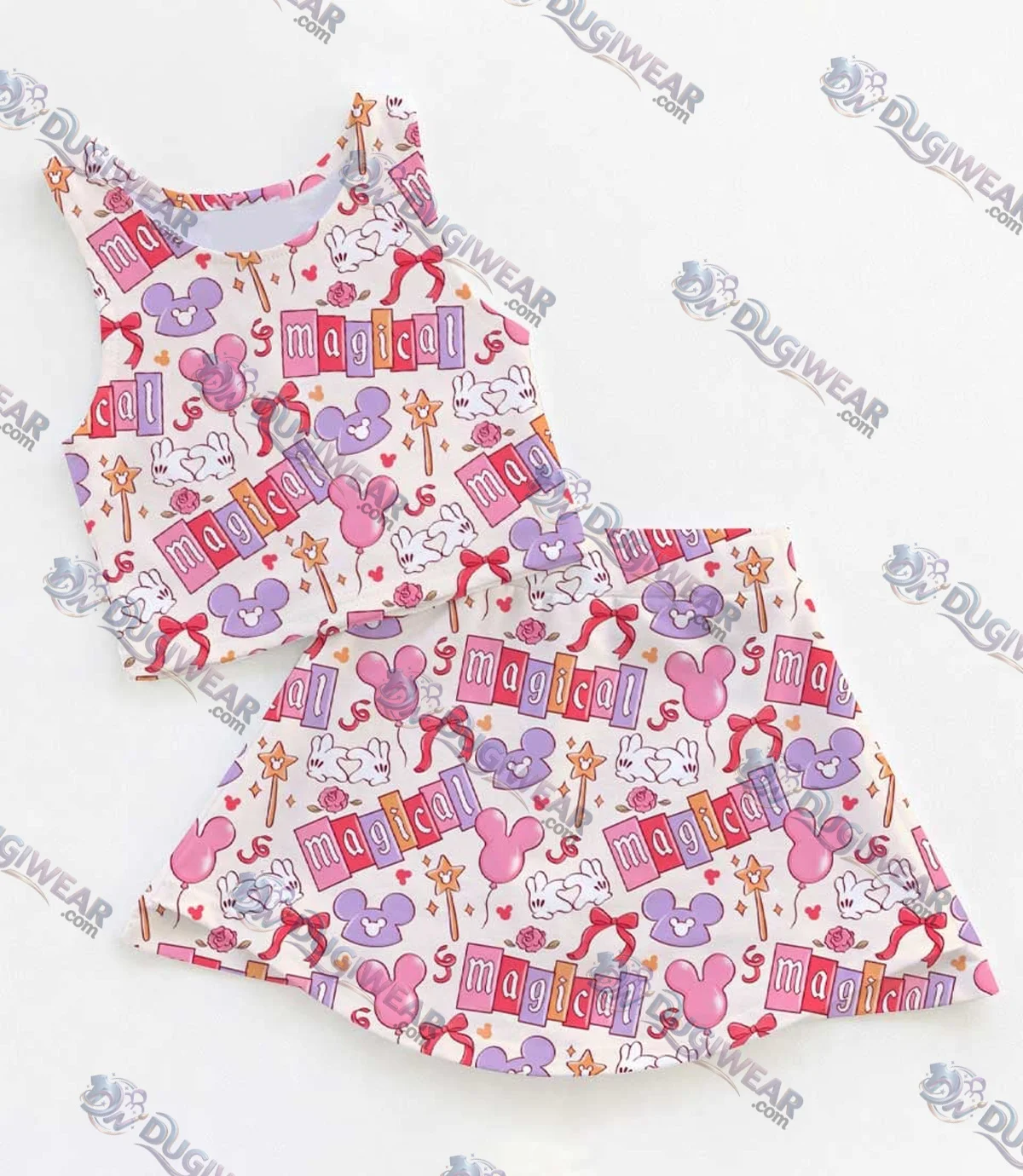Disney Mickey & Friends Dress Set, Magical Pastel Park Snacks Vacation Outfit