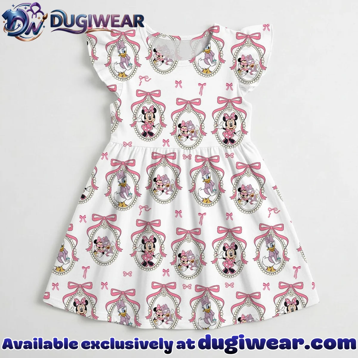Disney Minnie and Daisy Character Pattern Mommy & Me Skater Dress, Mama Mini Family Matching Outfit Disney Minnie and Daisy Character Pattern Mommy & Me Skater Dress, Mama Mini Family Matching Outfit