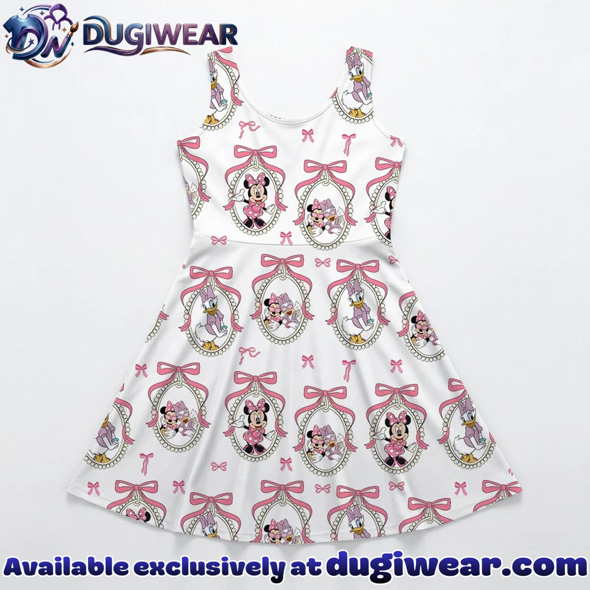 Disney Minnie and Daisy Character Pattern Mommy & Me Skater Dress, Mama Mini Family Matching Outfit Disney Minnie and Daisy Character Pattern Mommy & Me Skater Dress, Mama Mini Family Matching Outfit