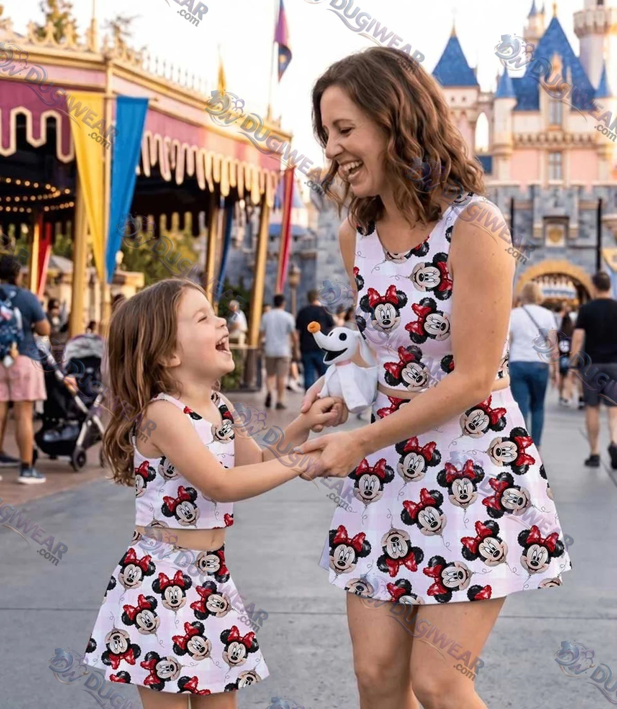 Disney Minnie Mouse Gingham Pink Dress Set, Minnie Mouse Family Matching Dress Set, Mom and Me Outfit Vacation Costume Disney Minnie Mouse Gingham Pink Dress Set, Minnie Mouse Family Matching Dress Set, Mom and Me Outfit Vacation Costume