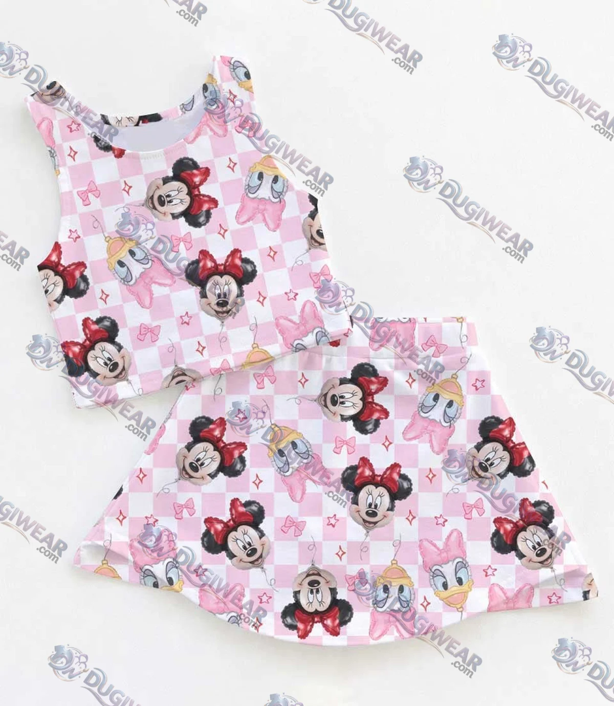 Disney Minnie Mouse Pink Gingham Check Dress Set, Minnie Mouse Family Matching Dress Set, Mom and Me Summer Vacation Outfit Costume