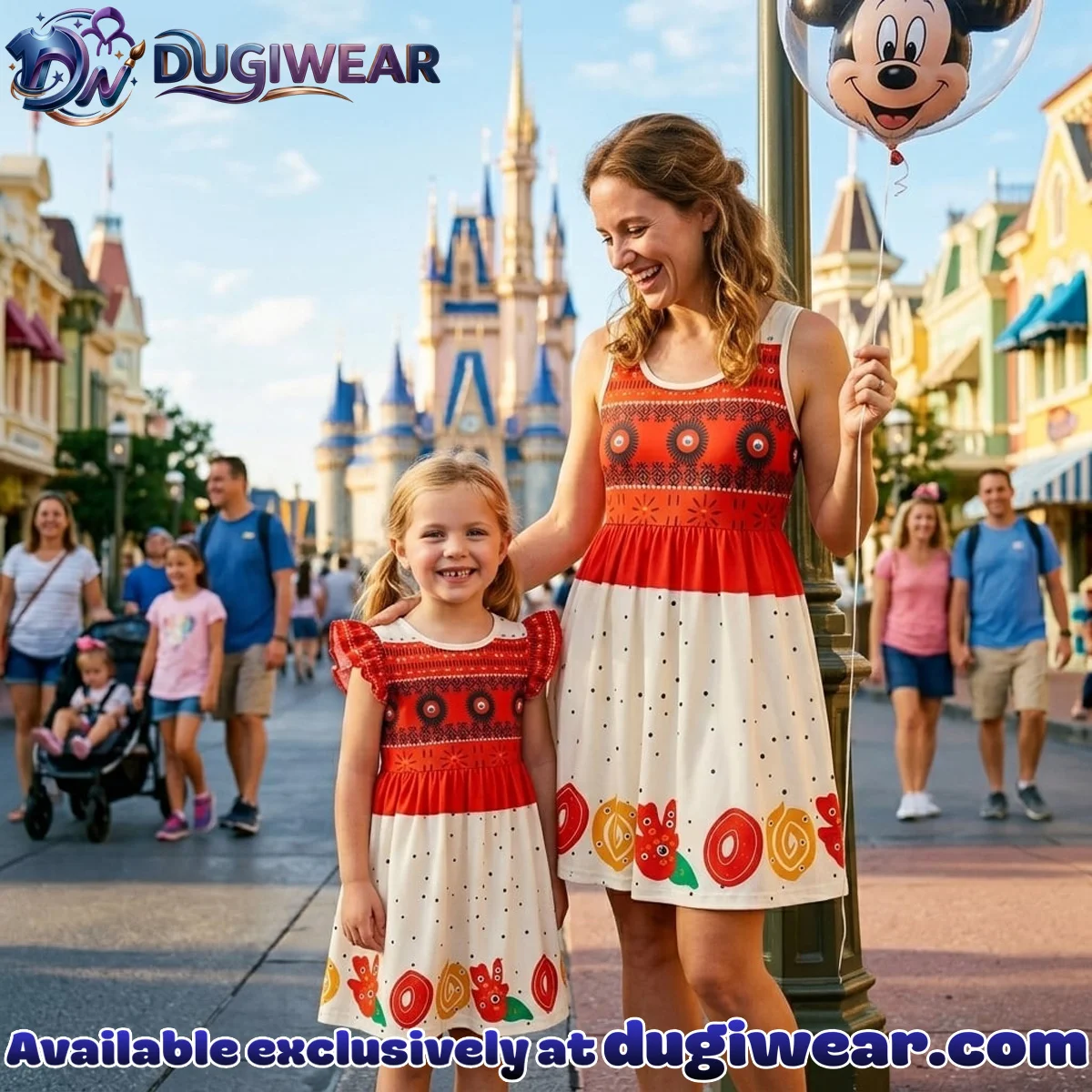 Disney Moana Costume Skater Dress, Mama Mini Family Matching Ruffle Skater Dress
