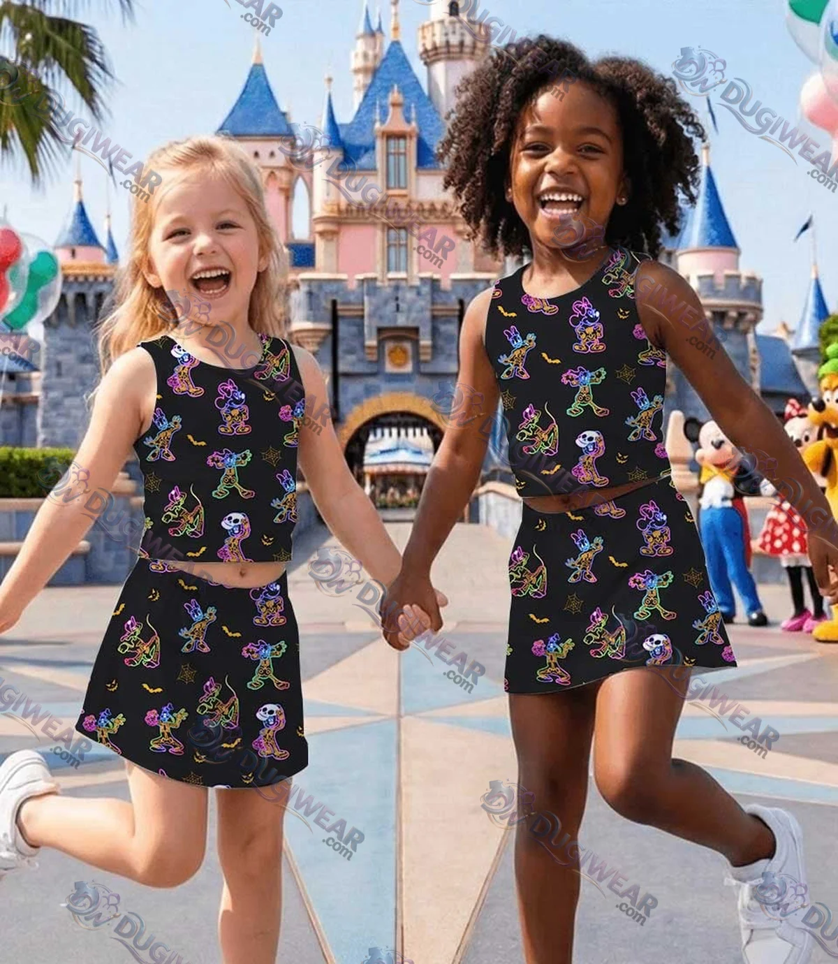 Disney Neon Halloween Characters Matching Mom and Me Dress Set, Spooky Theme Park Family Vacation Outfit Disney Neon Halloween Characters Matching Mom and Me Dress Set, Spooky Theme Park Family Vacation Outfit