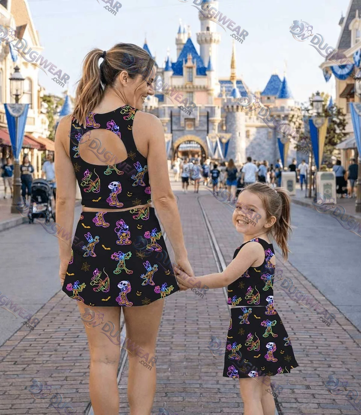 Disney Neon Halloween Characters Matching Mom and Me Dress Set, Spooky Theme Park Family Vacation Outfit Disney Neon Halloween Characters Matching Mom and Me Dress Set, Spooky Theme Park Family Vacation Outfit