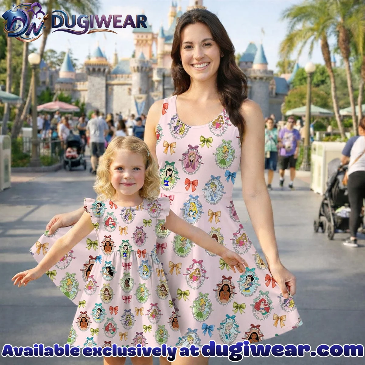 Disney Princess Ruffle Skater Dress, Ariel Rapunzel Tiana Summer Vacation Outfit