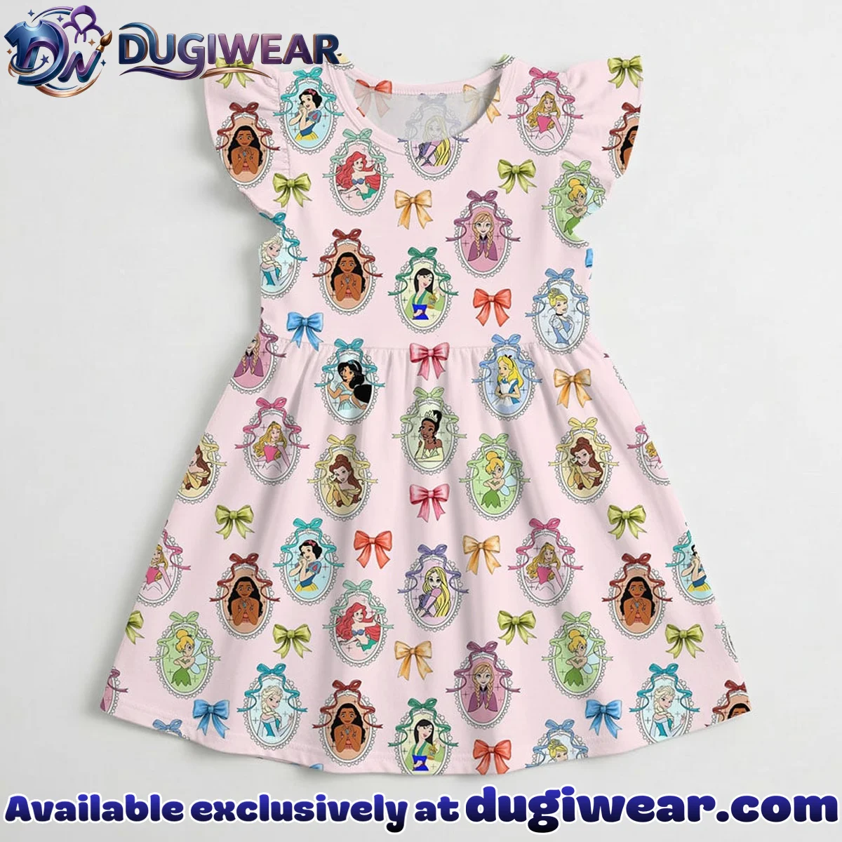 Disney Princess Ruffle Skater Dress, Ariel Rapunzel Tiana Summer Vacation Outfit Disney Princess Ruffle Skater Dress, Ariel Rapunzel Tiana Summer Vacation Outfit