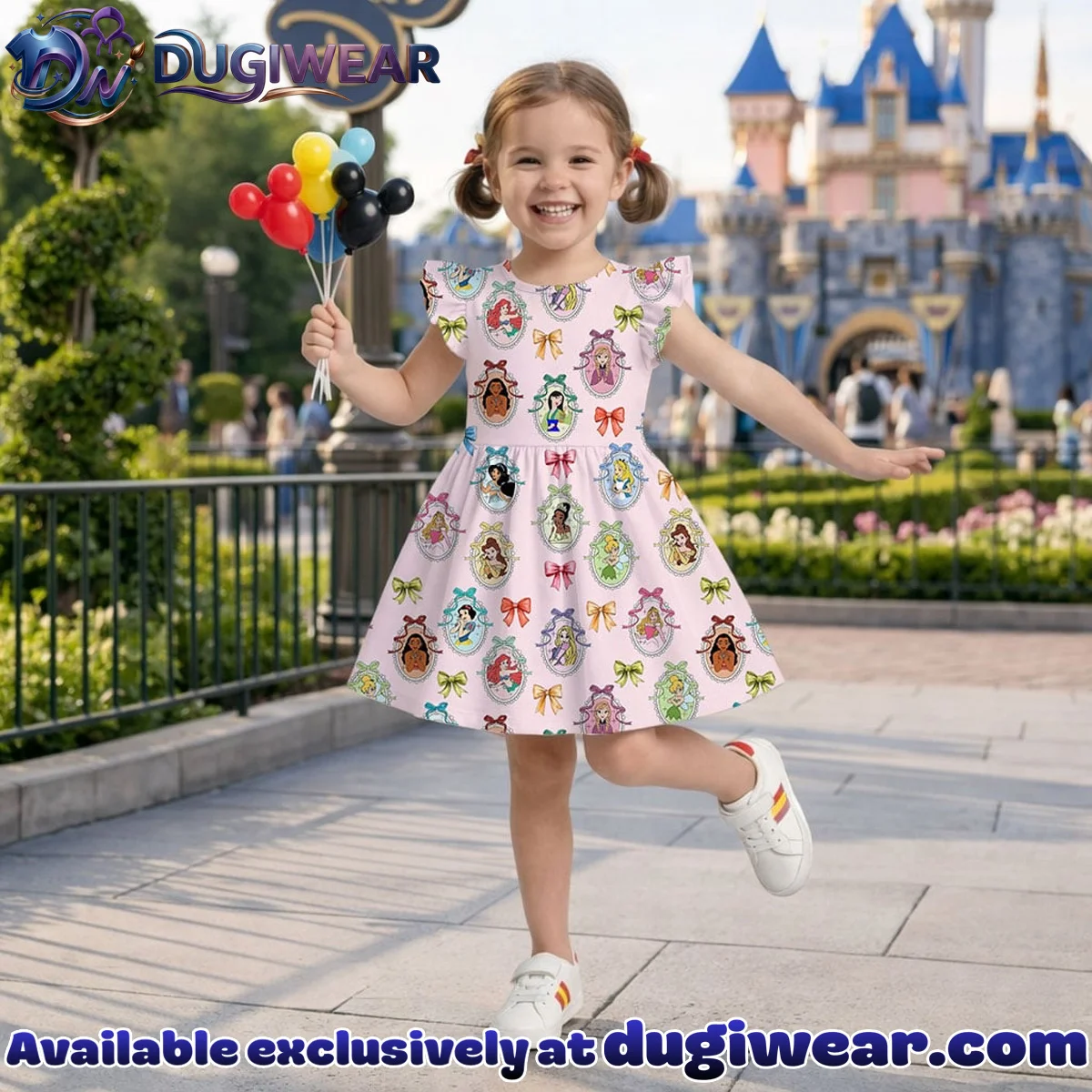 Disney Princess Ruffle Skater Dress, Ariel Rapunzel Tiana Summer Vacation Outfit Disney Princess Ruffle Skater Dress, Ariel Rapunzel Tiana Summer Vacation Outfit