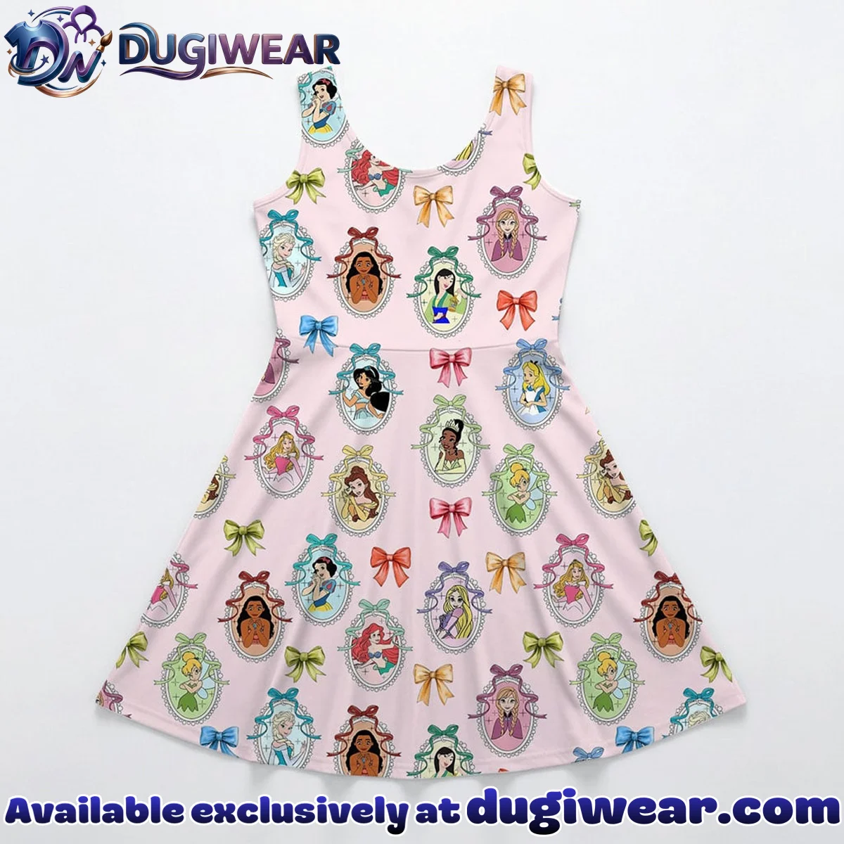 Disney Princess Ruffle Skater Dress, Ariel Rapunzel Tiana Summer Vacation Outfit Disney Princess Ruffle Skater Dress, Ariel Rapunzel Tiana Summer Vacation Outfit