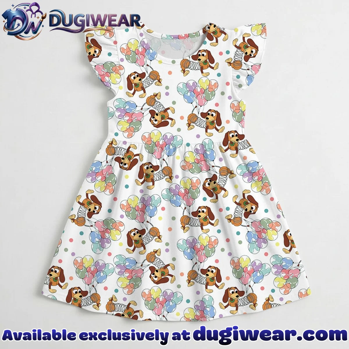 Disney Slinky Dog Character Pattern Mommy & Me Skater Dress, Mama Mini Family Matching Outfit Disney Slinky Dog Character Pattern Mommy & Me Skater Dress, Mama Mini Family Matching Outfit