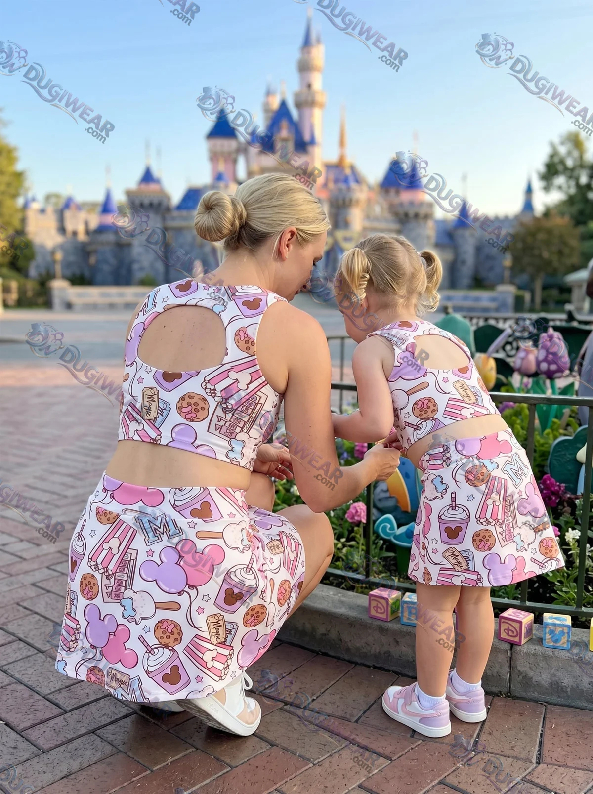 Disney Snacks Dress Set, Cartoon Skirt Set, Mom And Me Matching Dress Set, Theme Park Vacation Outfit, Cute Family Trip Outfit Disney Snacks Dress Set, Cartoon Skirt Set, Mom And Me Matching Dress Set, Theme Park Vacation Outfit, Cute Family Trip Outfit