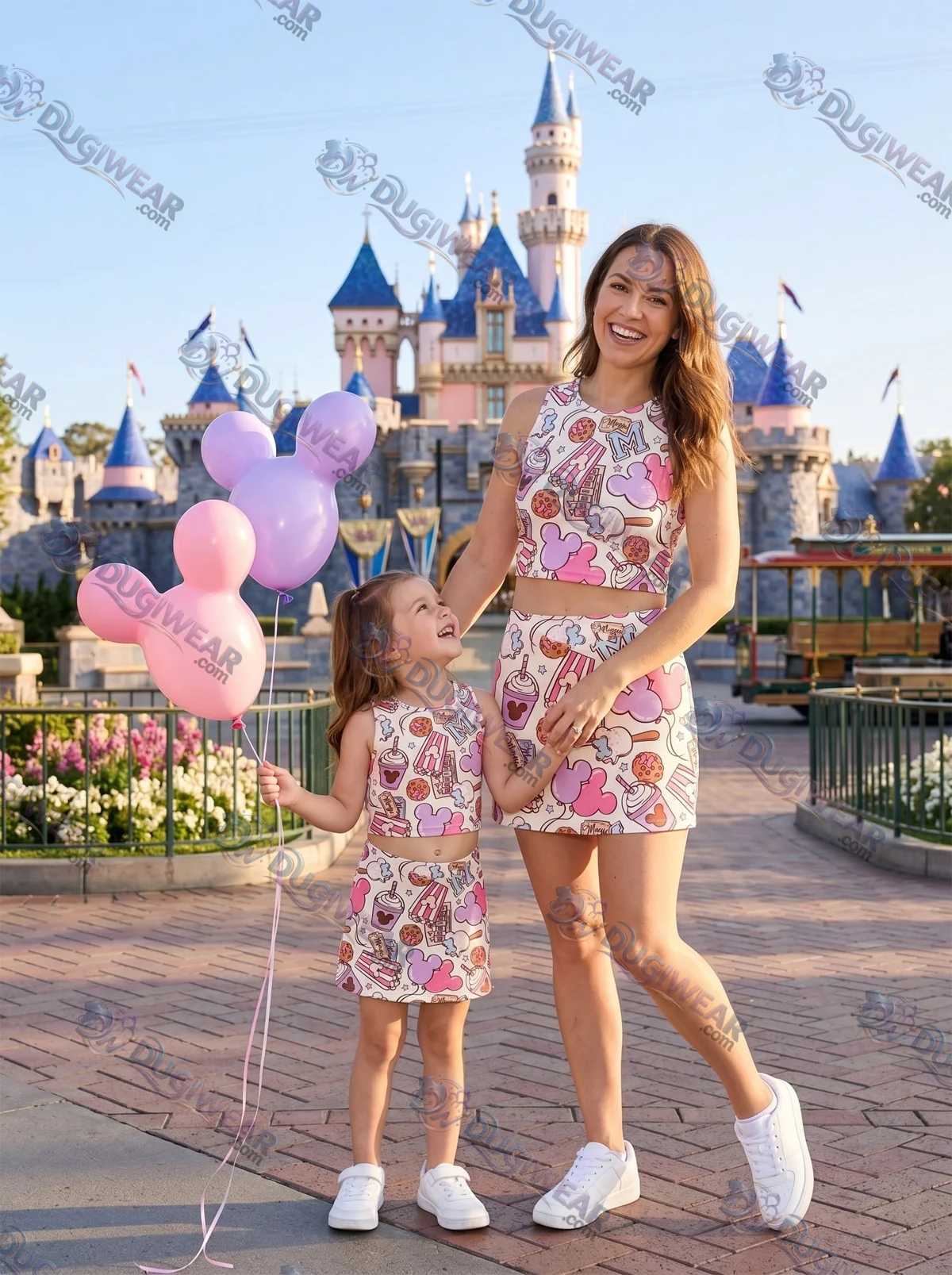 Disney Snacks Dress Set, Cartoon Skirt Set, Mom And Me Matching Dress Set, Theme Park Vacation Outfit, Cute Family Trip Outfit Disney Snacks Dress Set, Cartoon Skirt Set, Mom And Me Matching Dress Set, Theme Park Vacation Outfit, Cute Family Trip Outfit