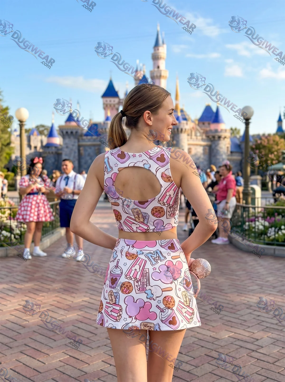 Disney Snacks Dress Set, Cartoon Skirt Set, Mom And Me Matching Dress Set, Theme Park Vacation Outfit, Cute Family Trip Outfit Disney Snacks Dress Set, Cartoon Skirt Set, Mom And Me Matching Dress Set, Theme Park Vacation Outfit, Cute Family Trip Outfit