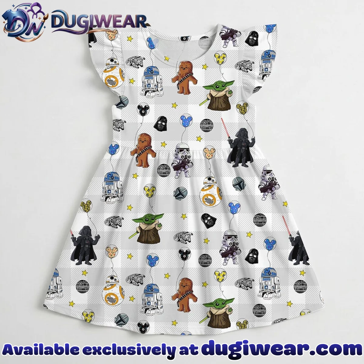 Disney Star Wars Mickey Balloon Pattern Mommy & Me Skater Dress, Mama Mini Family Matching Outfit Disney Star Wars Mickey Balloon Pattern Mommy & Me Skater Dress, Mama Mini Family Matching Outfit
