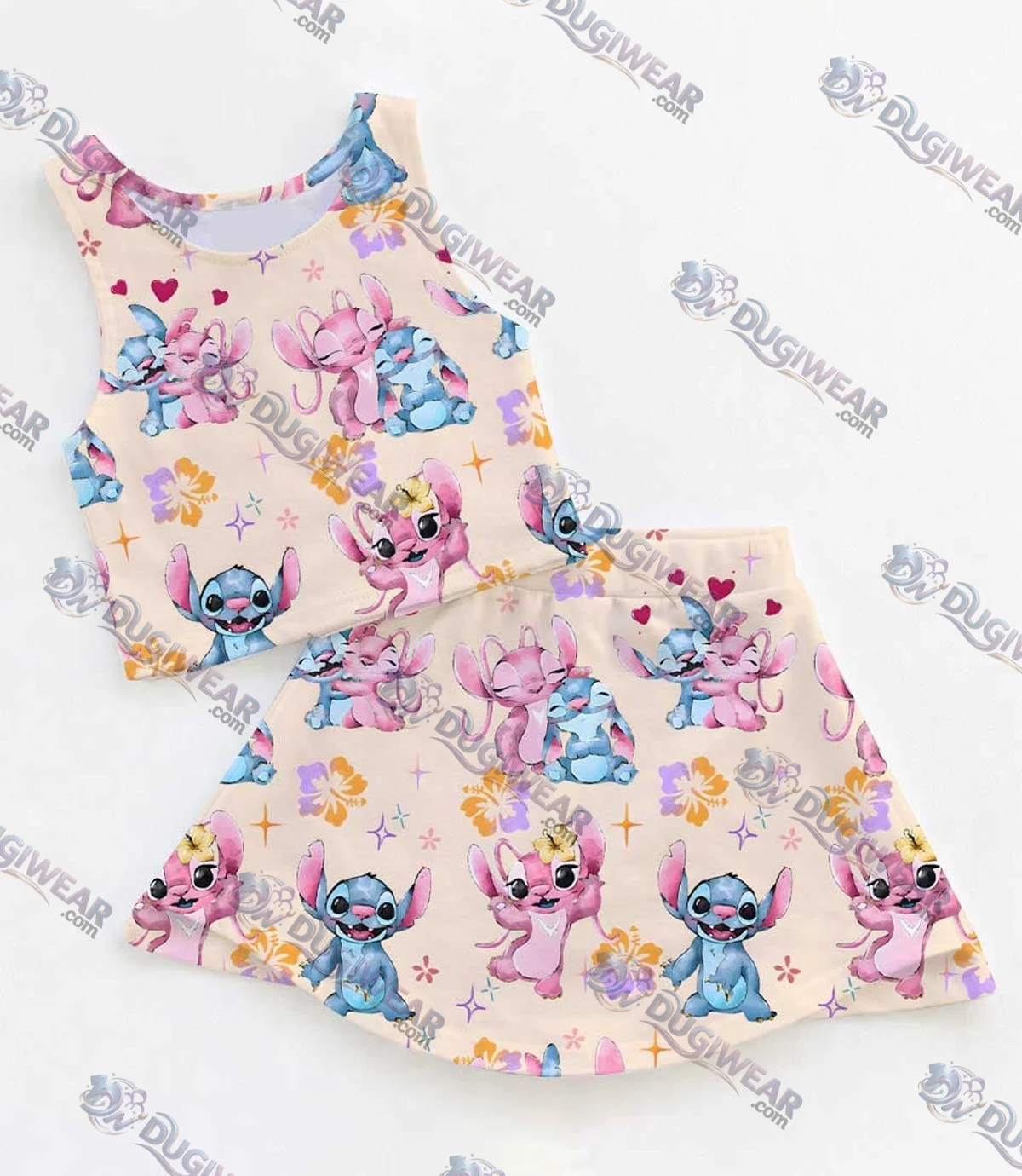 Disney Stitch & Angel Matching Mom and Me Dress Set, Cute Hawaiian Theme Park Family Vacation Outfit