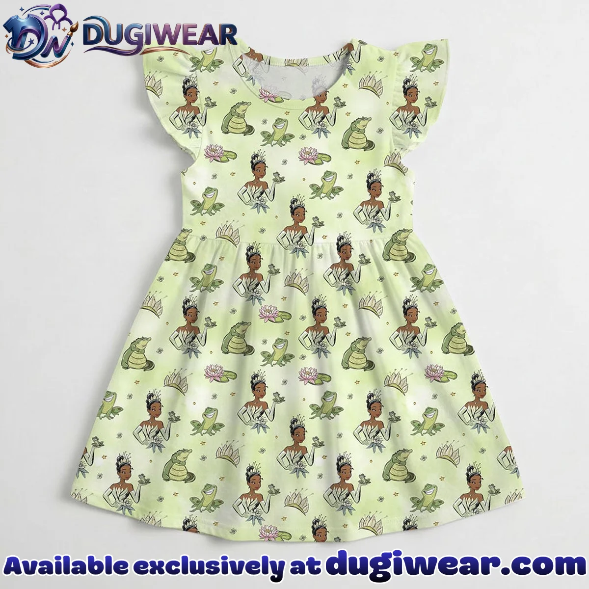 Disney Tiana Pattern Mommy & Me Skater Dress, Mama Mini Family Matching Outfit Disney Tiana Pattern Mommy & Me Skater Dress, Mama Mini Family Matching Outfit