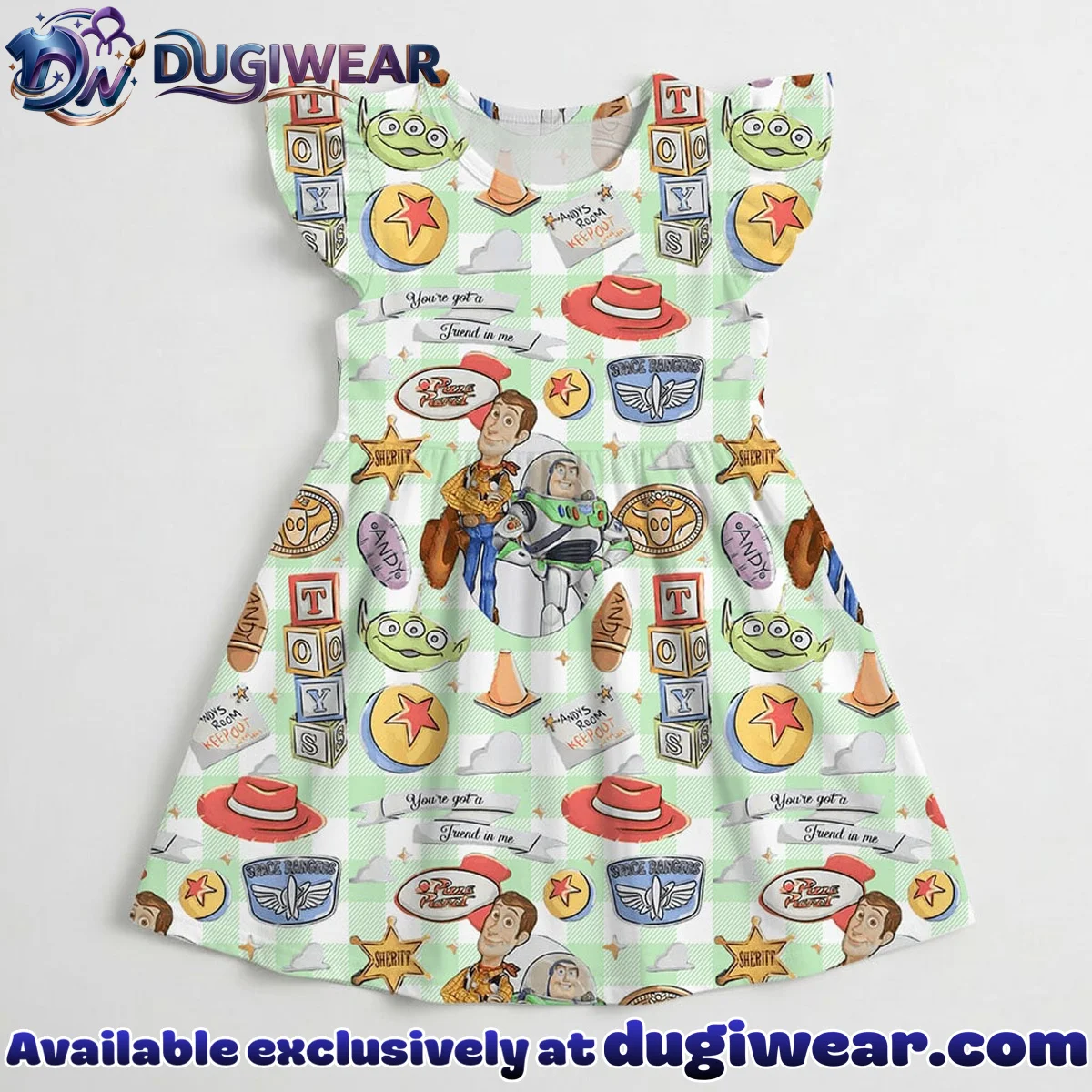 Disney Toy Story Character Pattern Mommy & Me Skater Dress, Mama Mini Family Matching Outfit Disney Toy Story Character Pattern Mommy & Me Skater Dress, Mama Mini Family Matching Outfit
