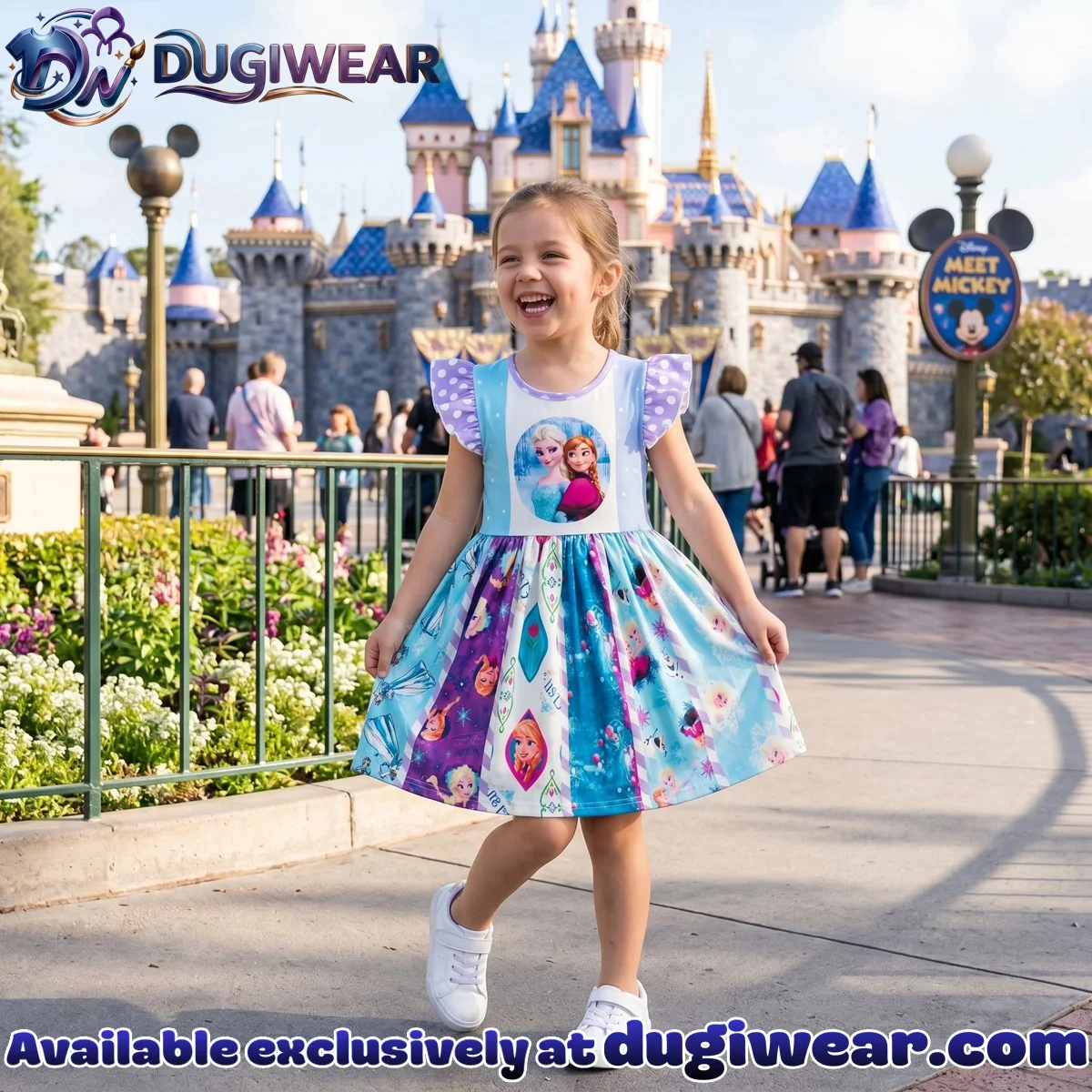 Frozen Twirl Skater Dress, Disney Parks Outfit for Girls, Princess Elsa Anna Skater Dress