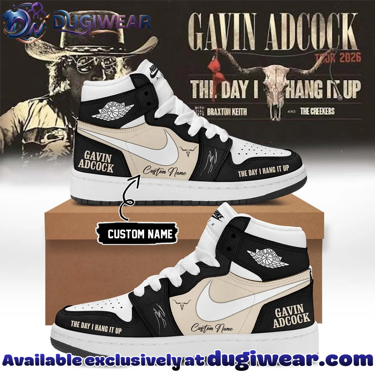 Gavin Adcock The Day I Hang It Up Tour Signature Custom Air Force 1 & Jordan 1 Shoes - Part 10