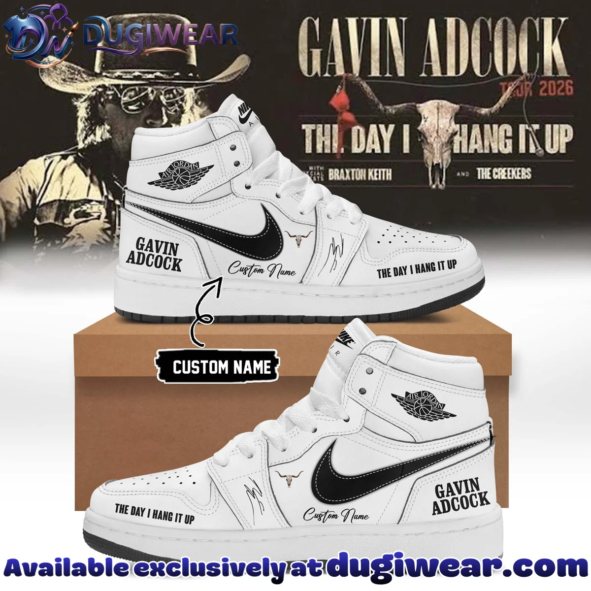 Gavin Adcock The Day I Hang It Up Tour Signature Custom Air Force 1 & Jordan 1 Shoes (Release 8)