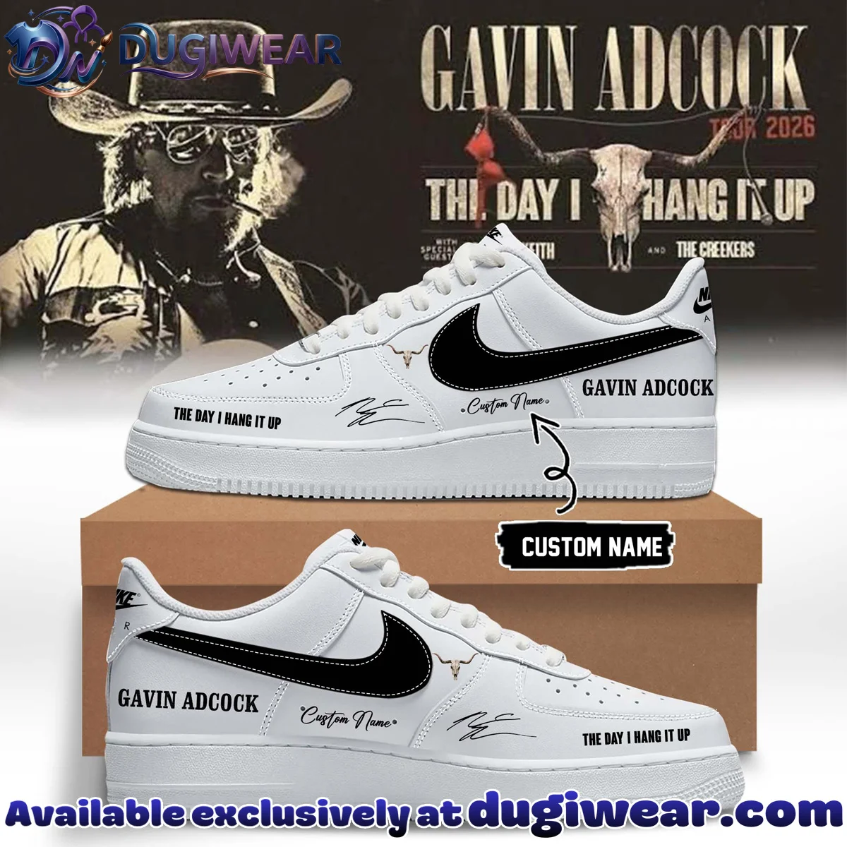 Gavin Adcock The Day I Hang It Up Tour Signature Custom Air Force 1 & Jordan 1 Shoes - Series 1