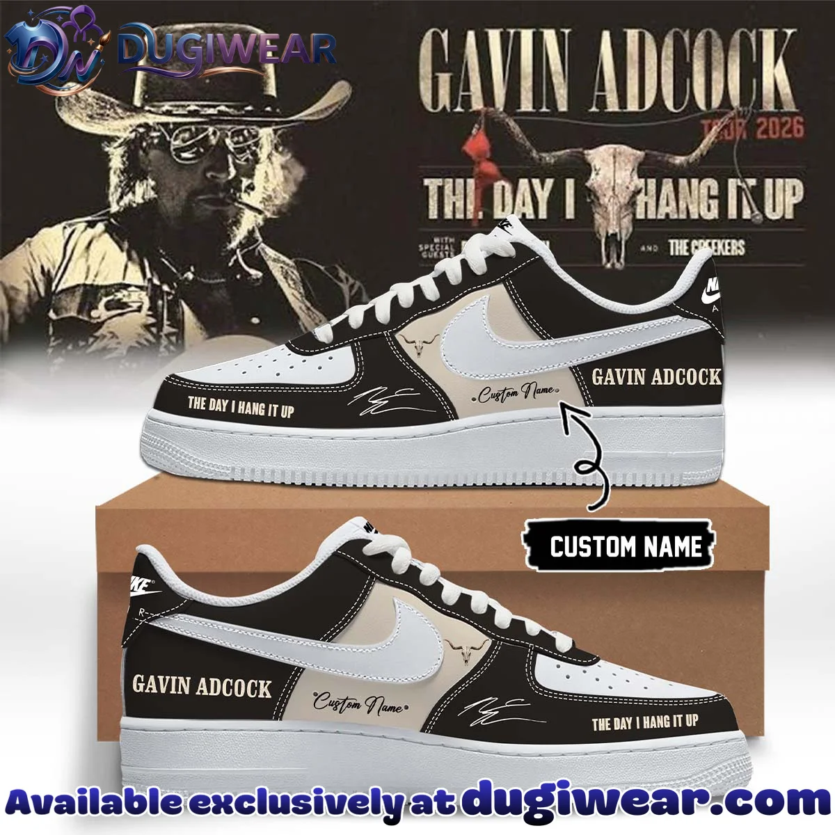 Gavin Adcock The Day I Hang It Up Tour Signature Custom Air Force 1 & Jordan 1 Shoes (Style 5)